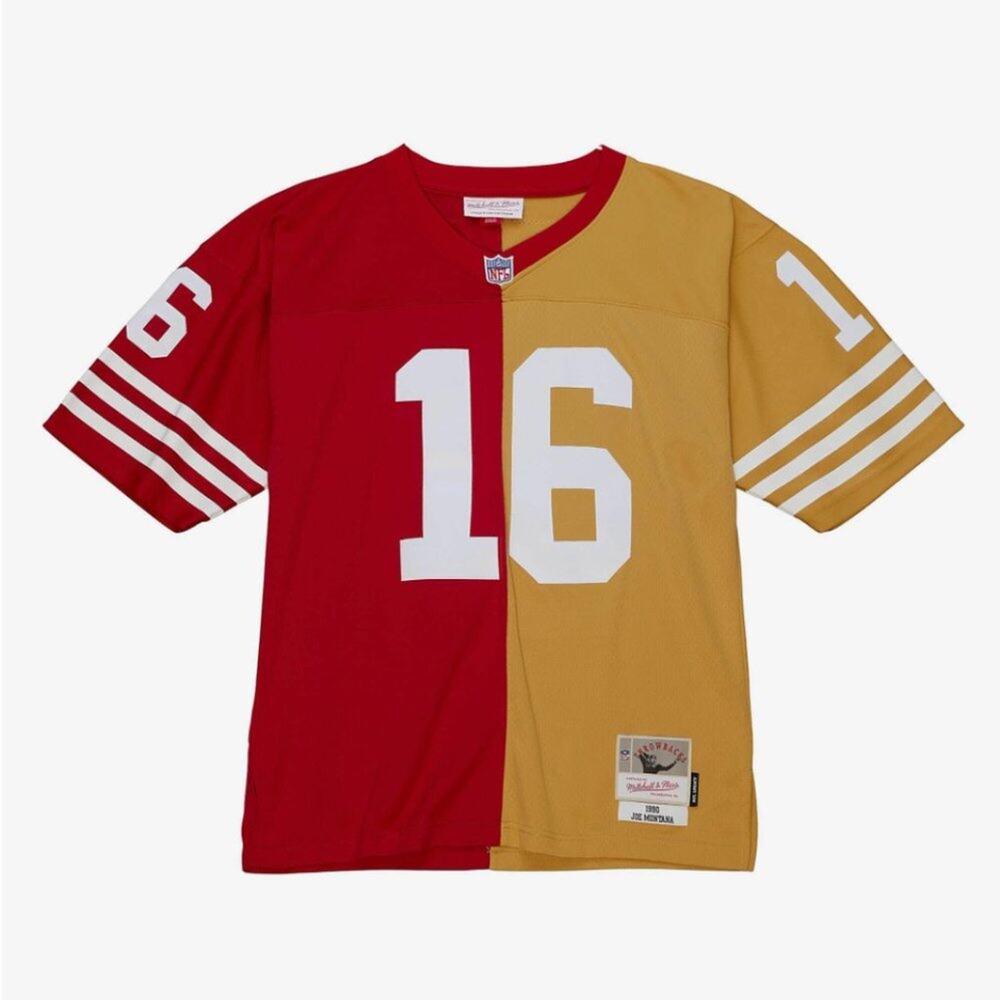 NWT MITCHELL & NESS Split Legacy Joe Montana San Francisco 49ers 1990 Jersey 4XL